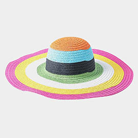 Color Block Straw Sun Hat