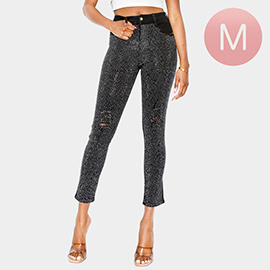 Bling Studded Destroyed Skinny Jeans