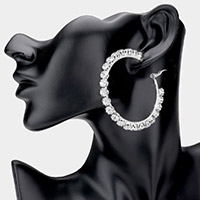 Stone Embellished Metal Hoop Earrings