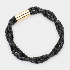 Stone Embellished Twisted Magnetic Bracelet