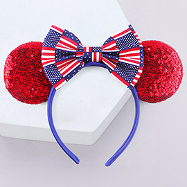 American USA Flag Ribbon Ear Headband