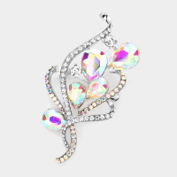 Rhinestone Pave Glass Stone Embellished Brooch