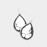 Teardrop Metal Bubble Accented Dangle Earrings