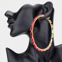 Oversized Glass Stone Evening Hoop Earrings