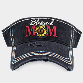 Blessed Mom Sunflower Vintage Visor Hat