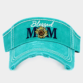 Blessed Mom Sunflower Vintage Visor Hat