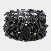 5PCS - Natural Stone Tassel Multi Layered Bracelets