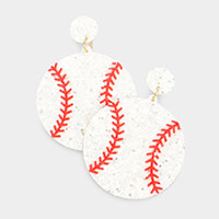 Felt Back Baseball Sequin Dangle Earrings