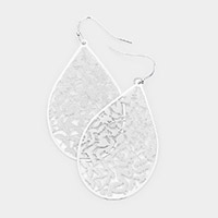 Filigree Brass Metal Teardrop Dangle Earrings