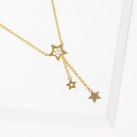 Gold Dipped CZ Stone Paved Star Pendant Necklace