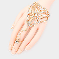 Round Stone Accented Hand Chain Evening Bracelet