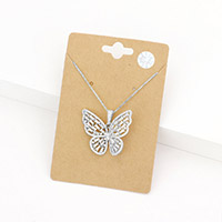 CZ Butterfly Pendant Necklace