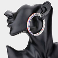 American USA Rhinestone Pave Hoop Earrings