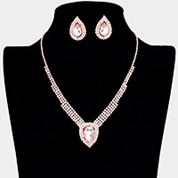 Crystal Teardrop Drop Rhinestone Necklace