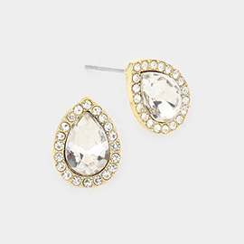 Teardrop Stone Evening Stud Earrings