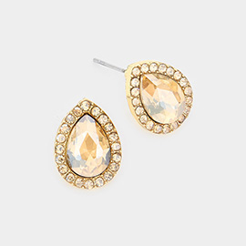 Teardrop Stone Evening Stud Earrings