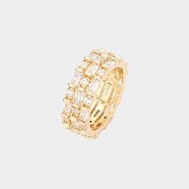 CZ Round Emerald Cut Stone Round Ring