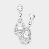 CZ Stone Teardrop Dangle Evening Earrings