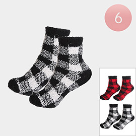 6PAIRS - Buffalo Check Socks