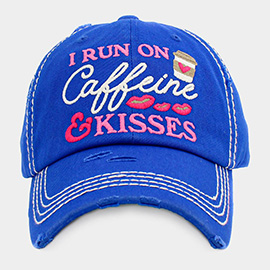 I RUN ON CAFFEINE AND KISSES Vintage Baseball Cap