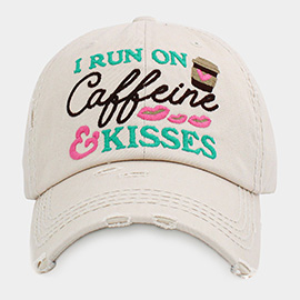 I RUN ON COFEE AND KISSES Vintage Baseball Cap