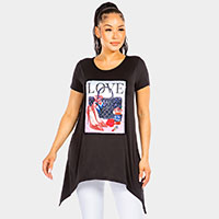 Bling Love Graphic Printed Half Sleeves Top