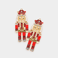 Enamel Stone Embellished Nutcracker Earrings