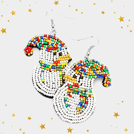 Felt Back Beaded Christmas Theme Duck Dangle Earrings