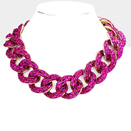 Stone Embellished Chunky Chain Necklace