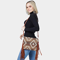 Western Pattern Tassel Crossbody / Clutch Bag