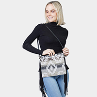 Western Pattern Tassel Crossbody / Clutch Bag