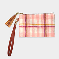 Plaid Check Wristlet Pouch Bag