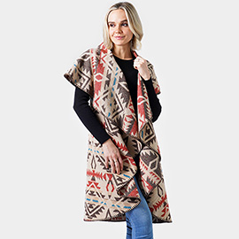 Western Pattern Reversible Shawl Vest