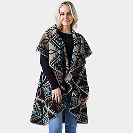 Western Pattern Reversible Shawl Vest