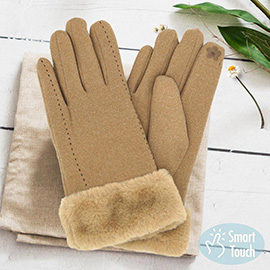 Stitch Faux Fur Cuff Smart Gloves