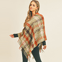 Multi Color Pixel Check Poncho