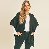 Braided Trim Lined Kimono Poncho