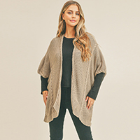 Braided Trim Lined Kimono Poncho