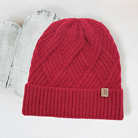 Textured Knit Cuff Beanie Hat