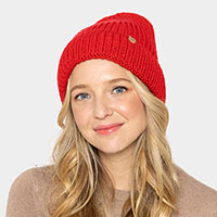 Solid Ribbed Cuff Beanie Hat