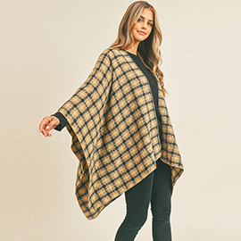 Plaid Check Pattern Ruana Poncho