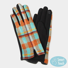 Plaid Check Patterned Touch Smart Gloves