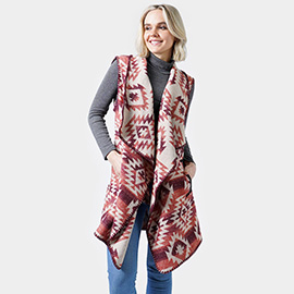 Western Patterned Pocket Vest