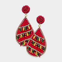 Felt Back Teardrop Sequin Beaded Dangle Earrings