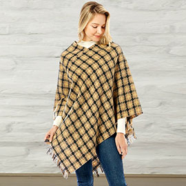 Diamond Pattern Knitted Poncho