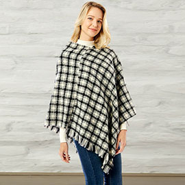 Diamond Pattern Knitted Poncho