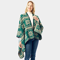 Reversible Snowflake Pattern Ruana Poncho