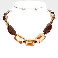 Natural Stone Multi Beads Chunky Necklace