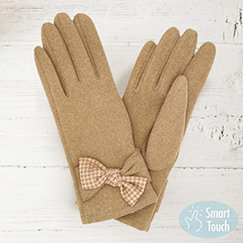 Houndstooth Bow Smart Gloves