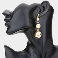 Triple Disco Ball Drop Down Metal Earrings